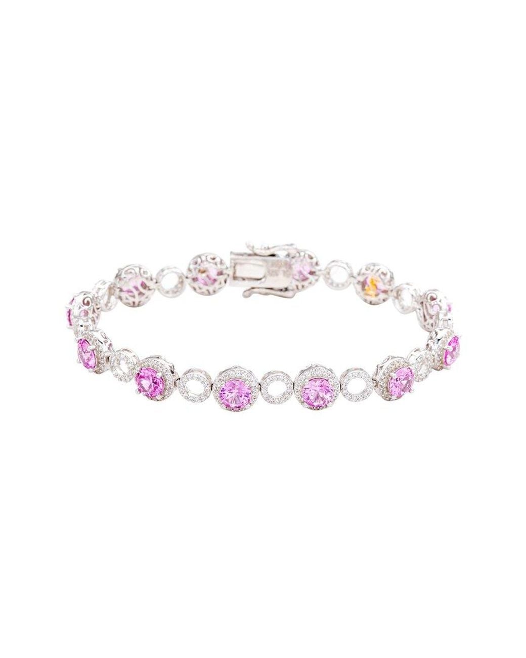 Suzy Levian White Silver 0.02 Ct. Tw. Diamond & Gemstone Bracelet