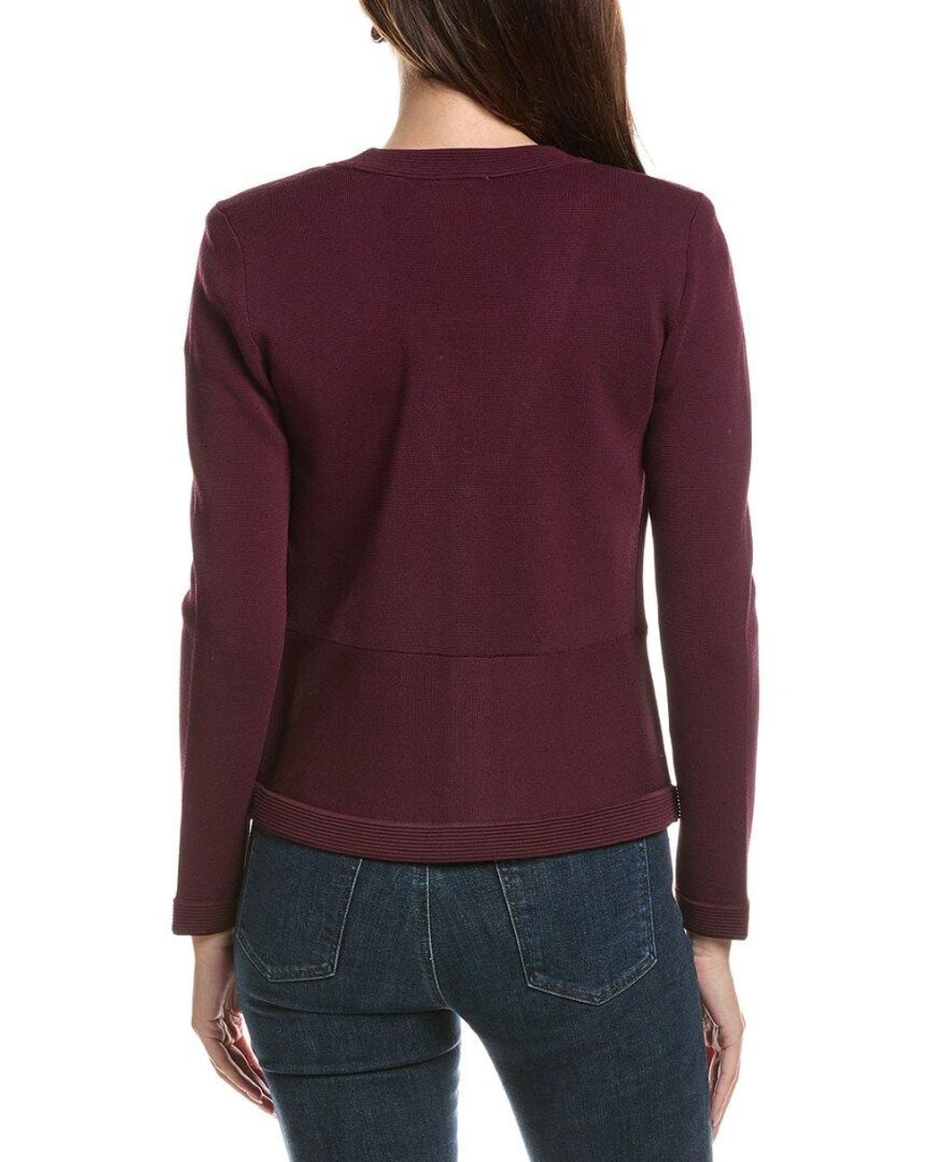 Tahari Purple V-Neck Knit Suit Blazer