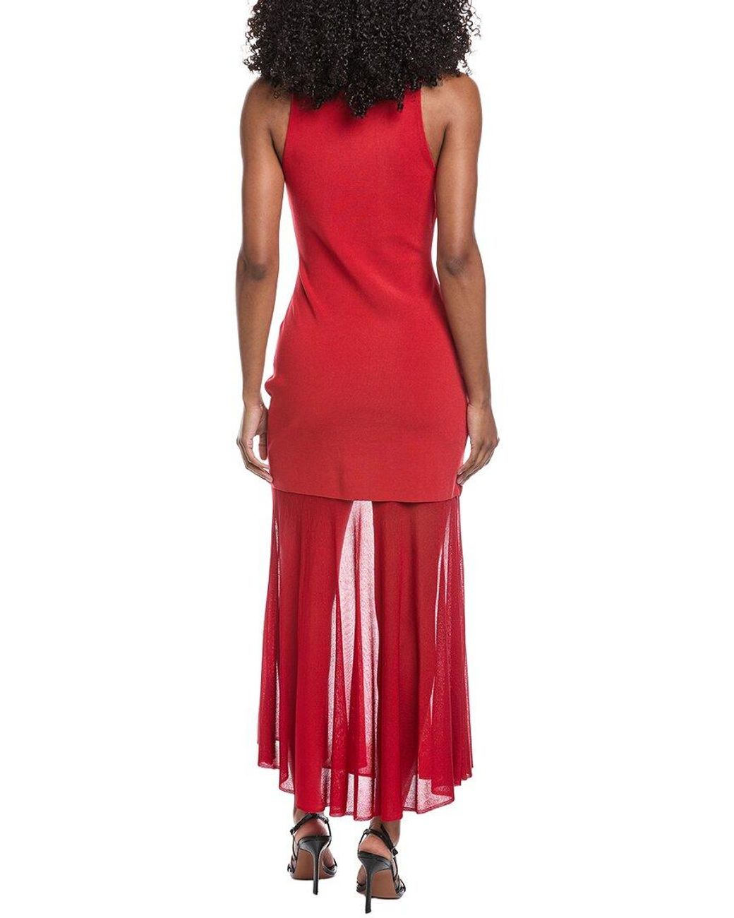 Jonathan Simkhai Red Xena Maxi Halter Dress