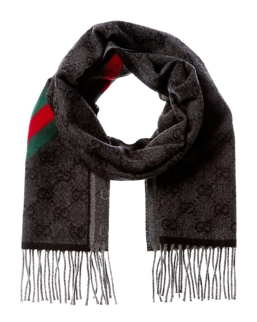 Gucci Black Gg Web Nikky Wool Scarf
