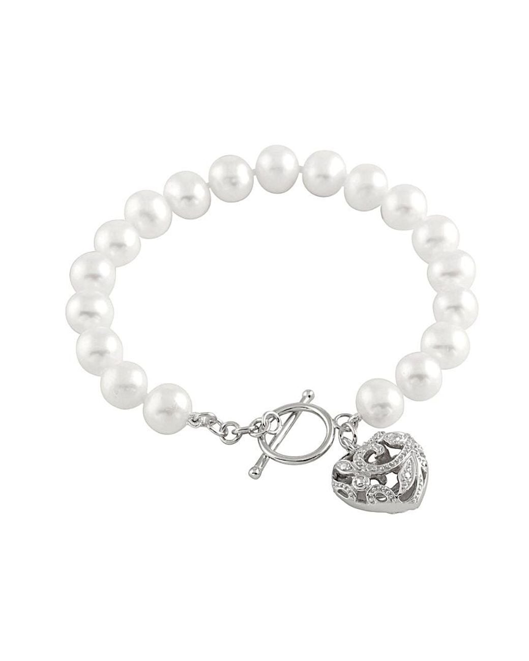 Splendid Multicolor Rhodium Plated 8-9mm Pearl Bracelet