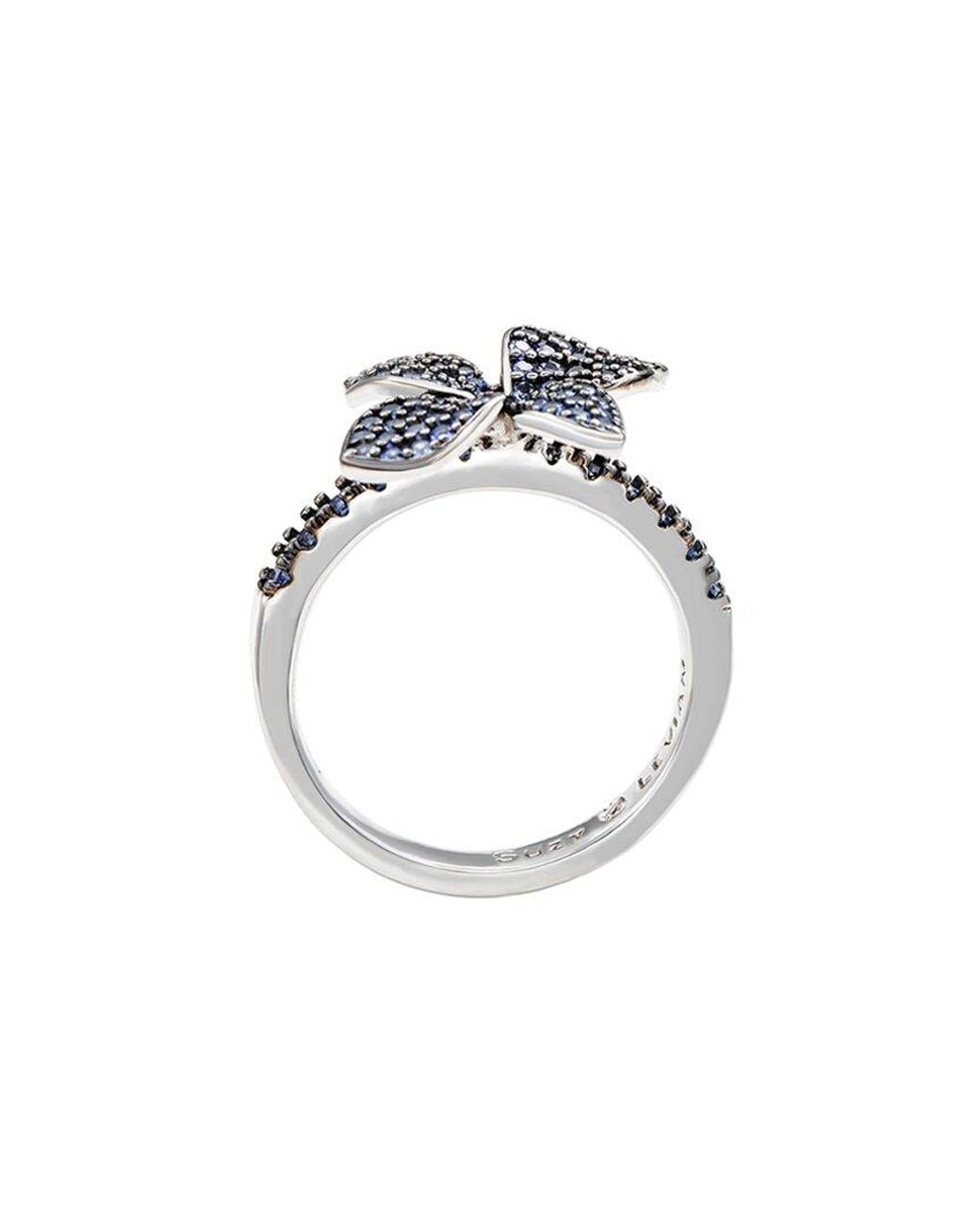 Suzy Levian White 0.02 Ct. Tw. Diamond & Sapphire Statement Ring