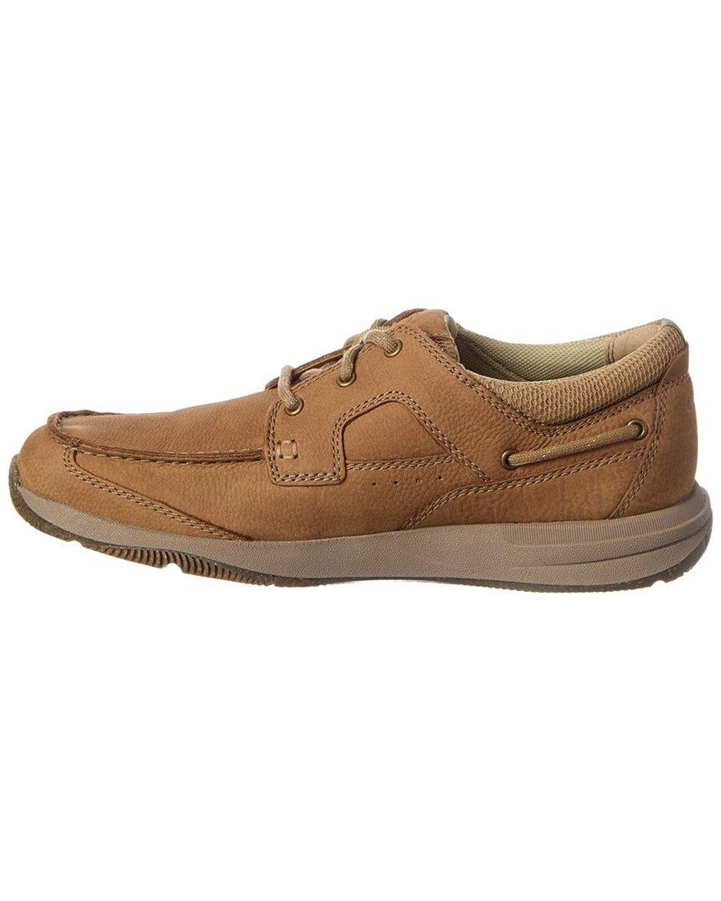 Clarks Brown Sailview Lace Leather Boat Shoe for men