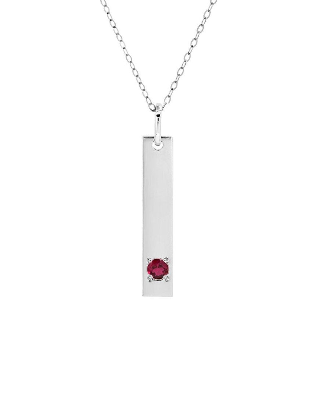 MaxColor White 14K 0.09 Ct. Tw. Lab-Grown Ruby Pendant Necklace
