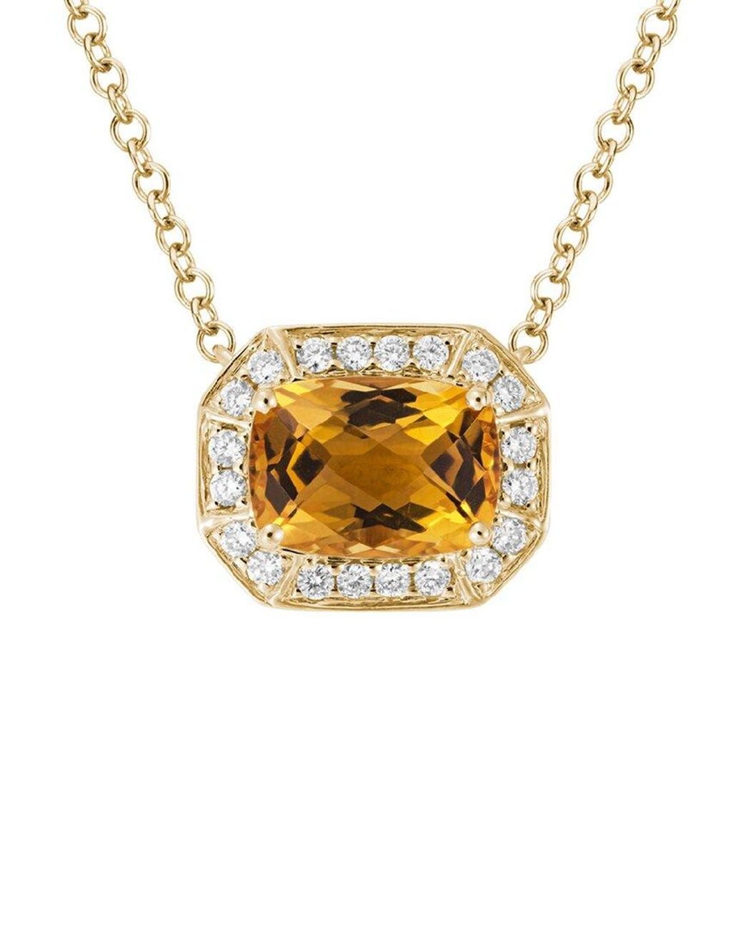 Diamond Select Cuts Metallic 14k 1.58 Ct. Tw. Diamond & Citrine Necklace