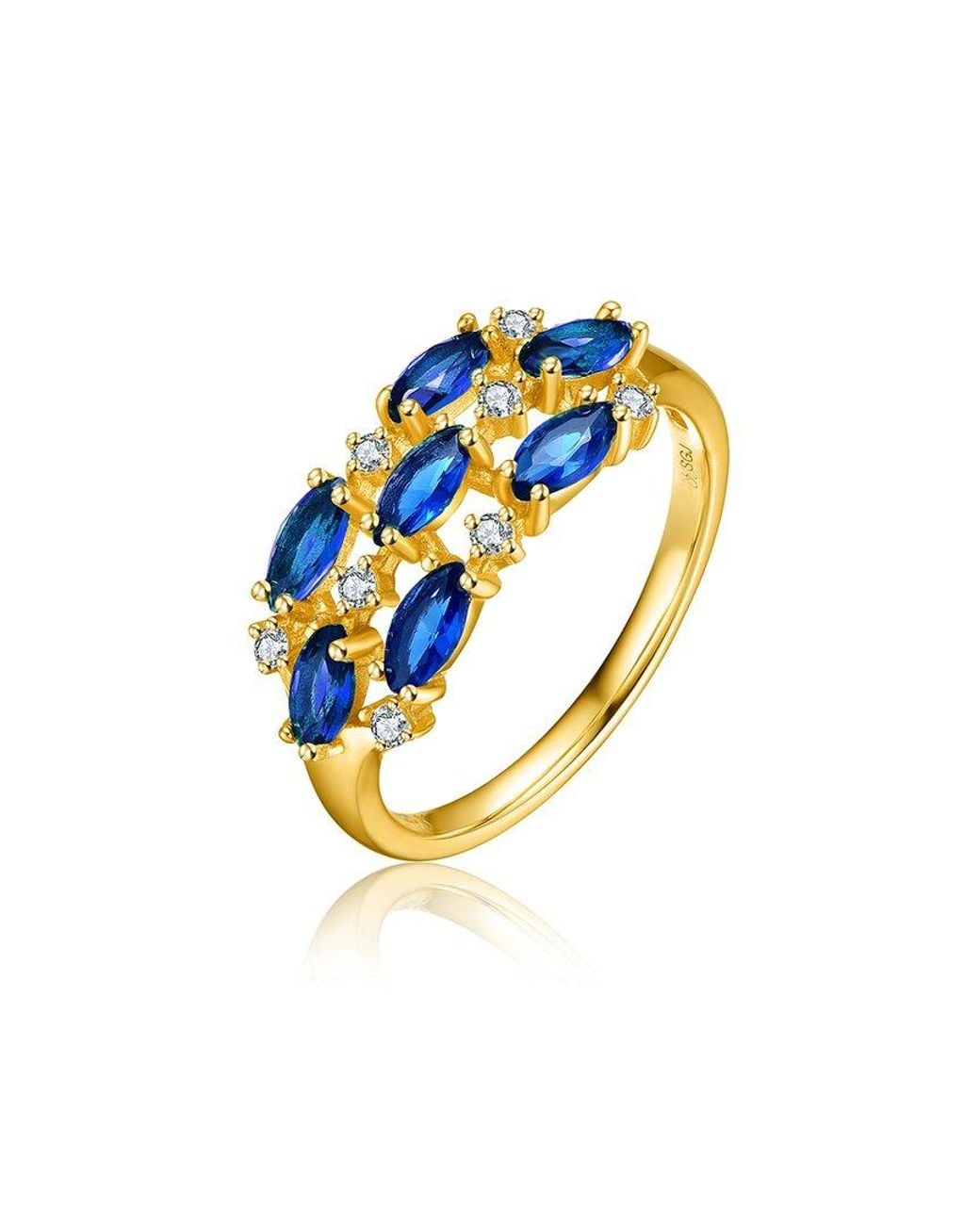 Genevive Jewelry Blue 14k Over Silver Cz Ring