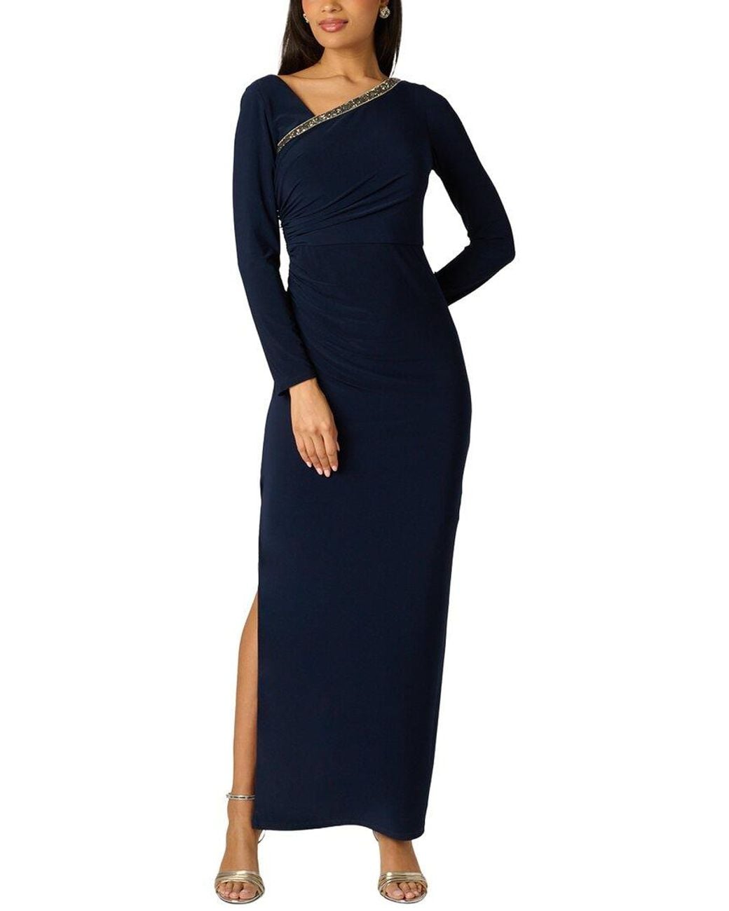 Adrianna Papell Blue Short Sleeve Midi Dress