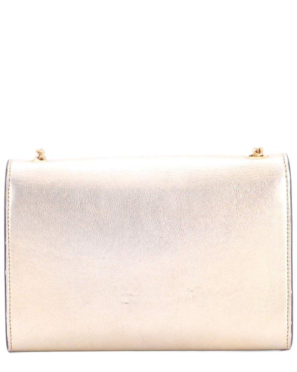 Saint Laurent Natural Metallic Leather Classic Monogram Crossbody Small (Authentic Pre-Loved)