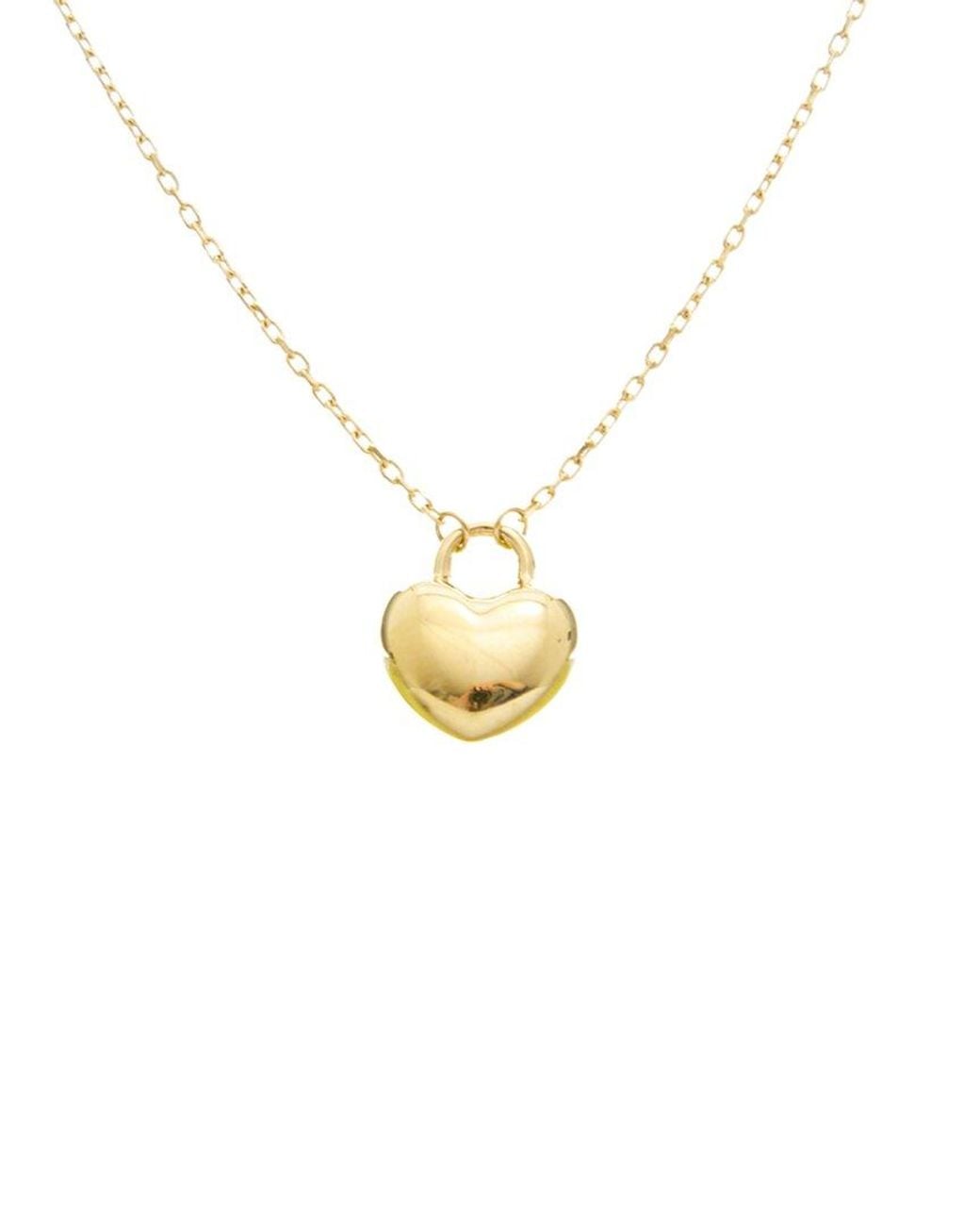Italian Gold Metallic 14K Puffed Heart Adjustable Length Necklace