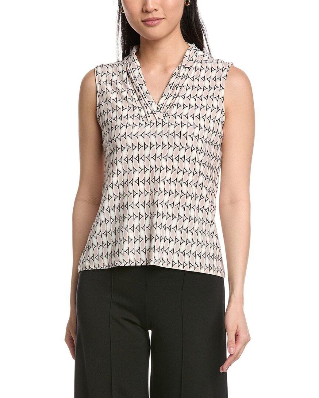 Anne Klein White The Triple Pleat Top
