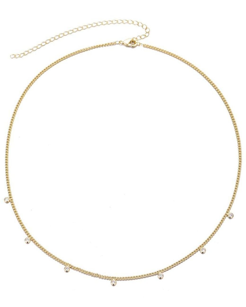 Adornia Metallic 14K Plated Cz Droplet Curb Chain Necklace