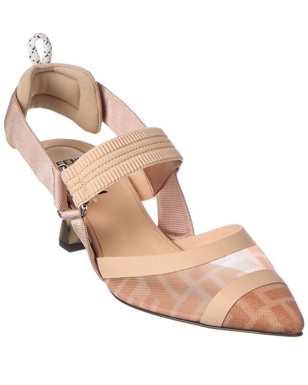 Fendi Pink Colibri Mesh Slingback Pump