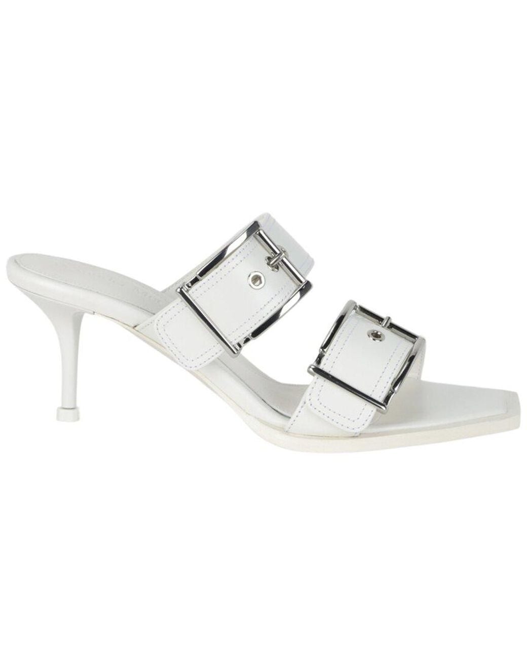 McQueen Metallic Double Buckle Punk Leather Mule