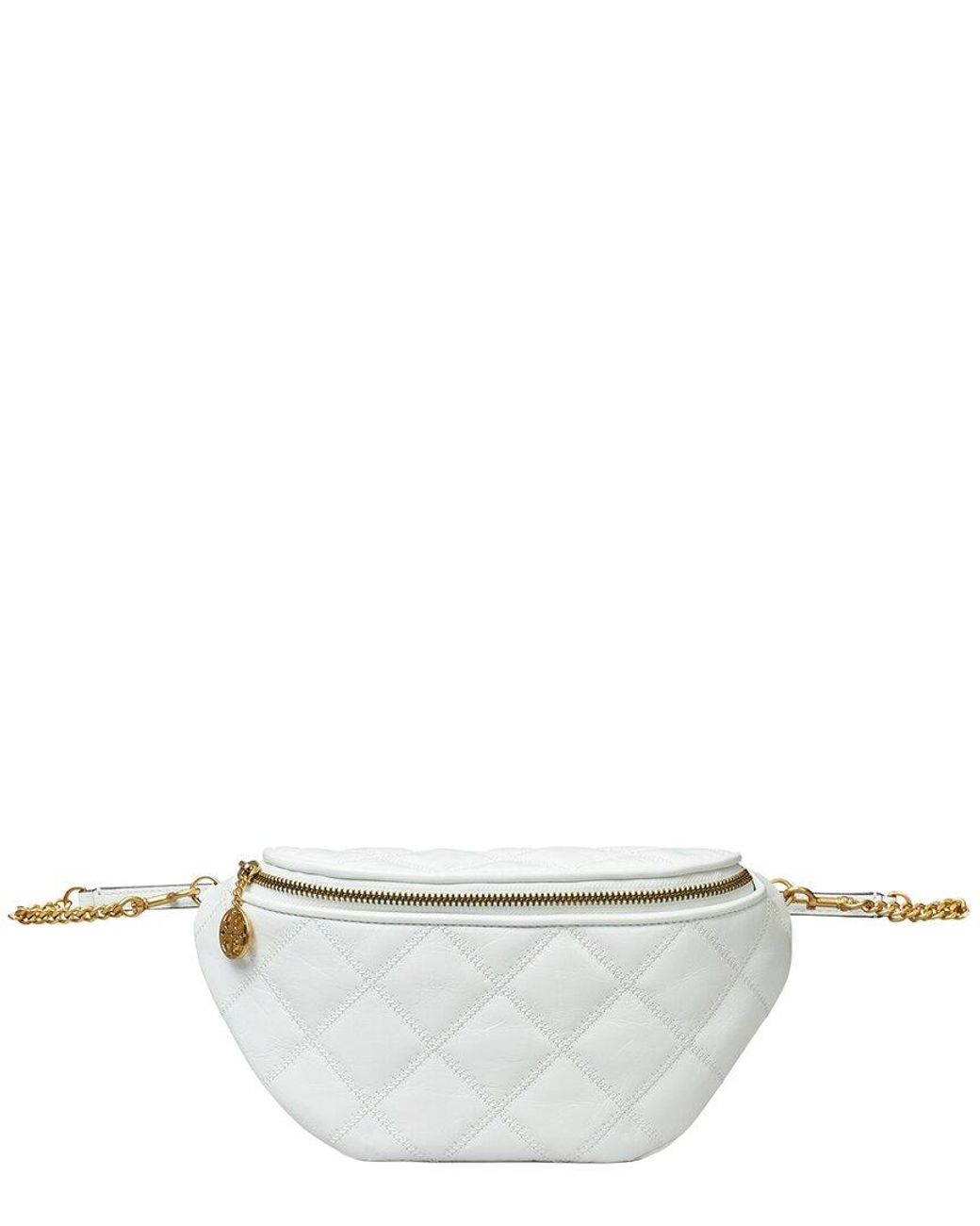 Tory Burch White Willa Glazed Leather Belt Bag