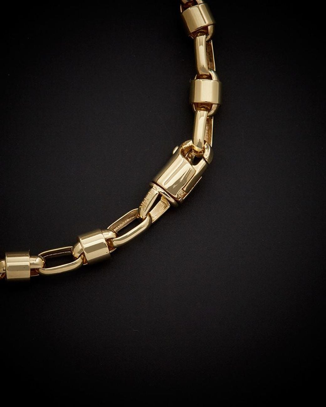 Italian Gold Black 14k Bullet Link Bracelet for men