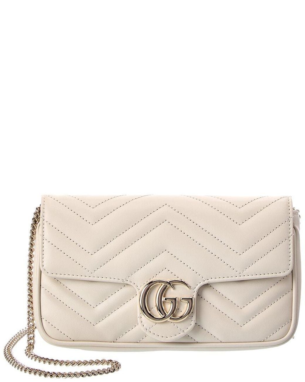 Gucci Natural Gg Marmont Small Leather Shoulder Bag