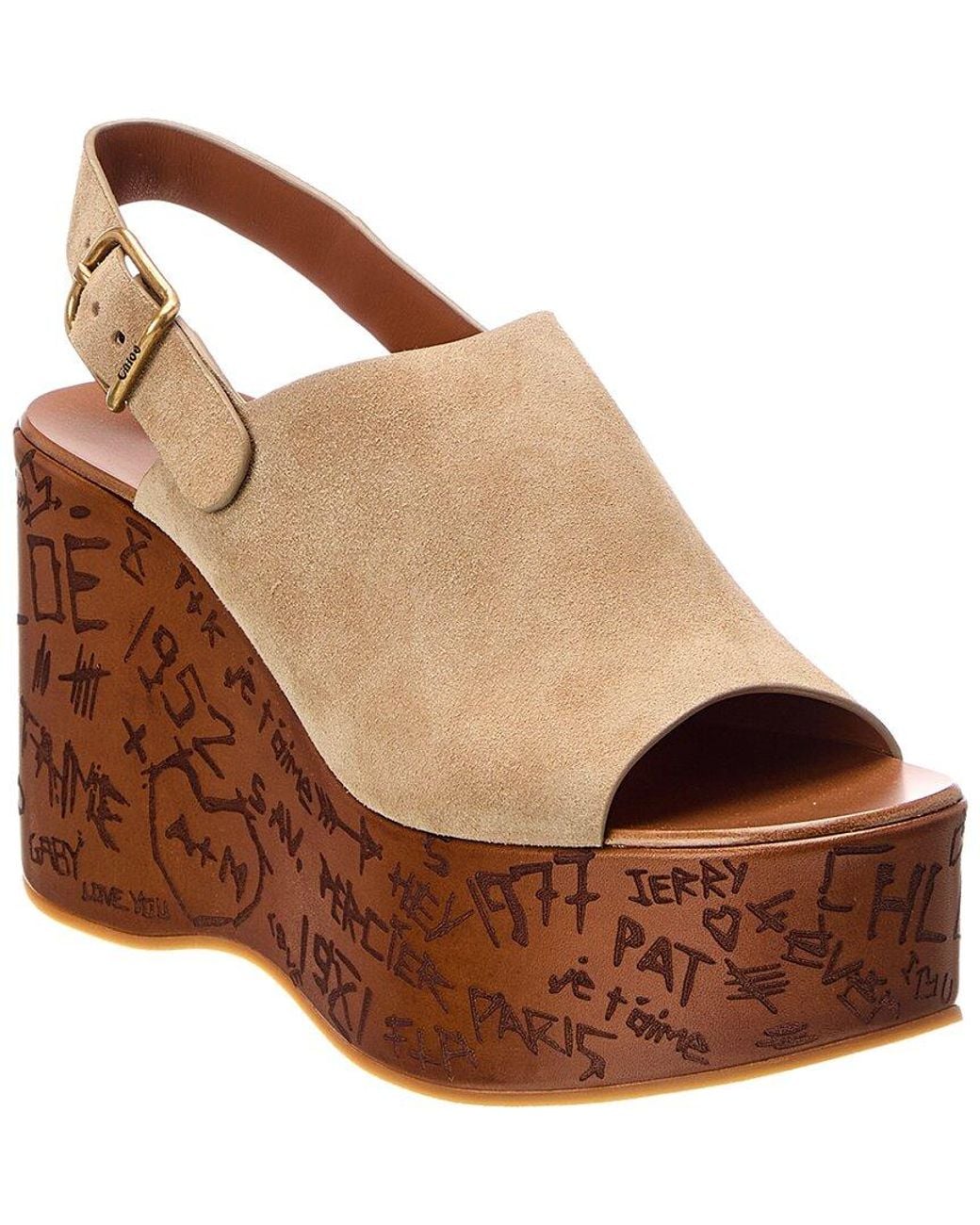 Chloé Brown Maxime Suede Wedge Sandal