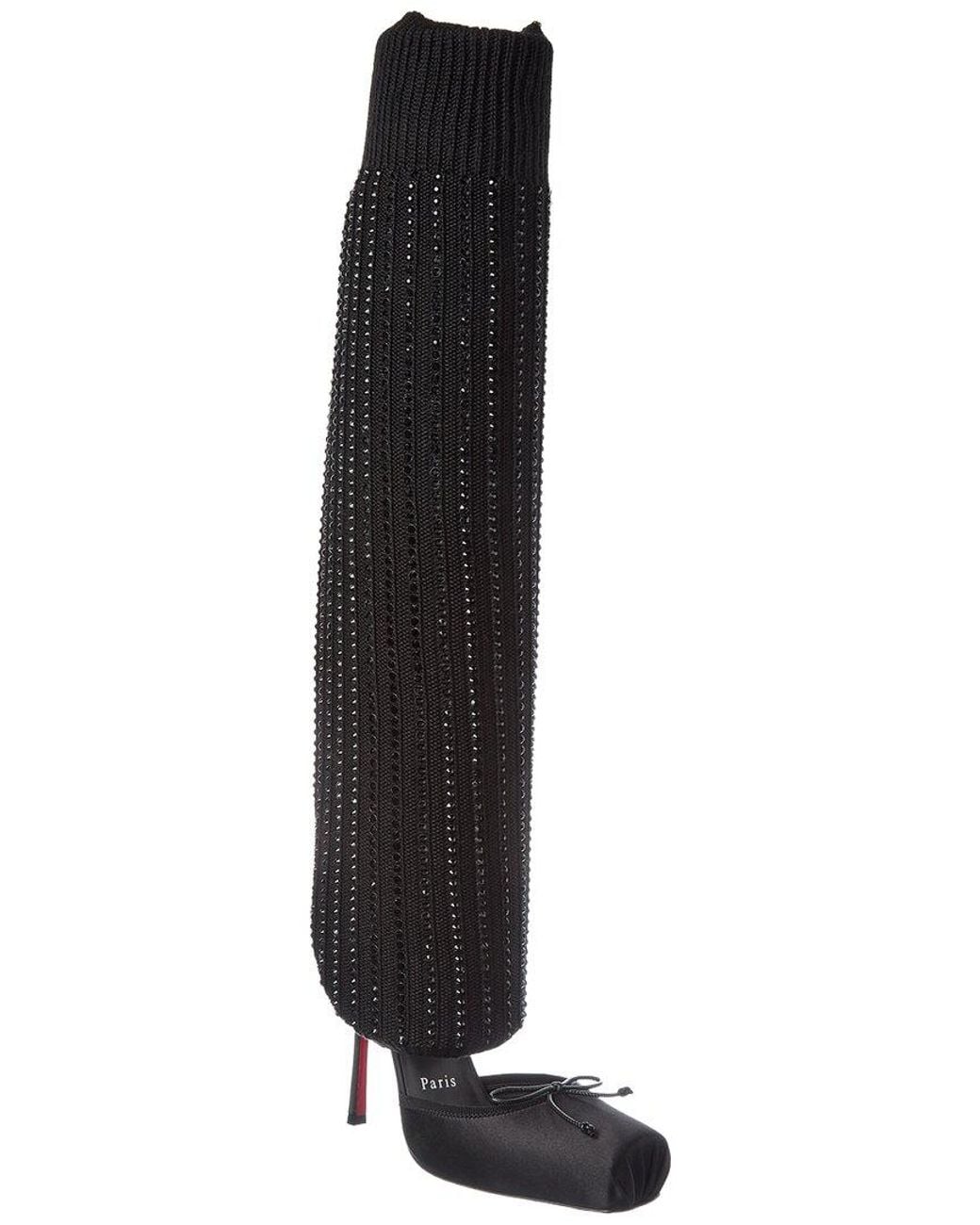 Christian Louboutin Cassia Annmac 100 Satin Knee-High Boot in Black ...