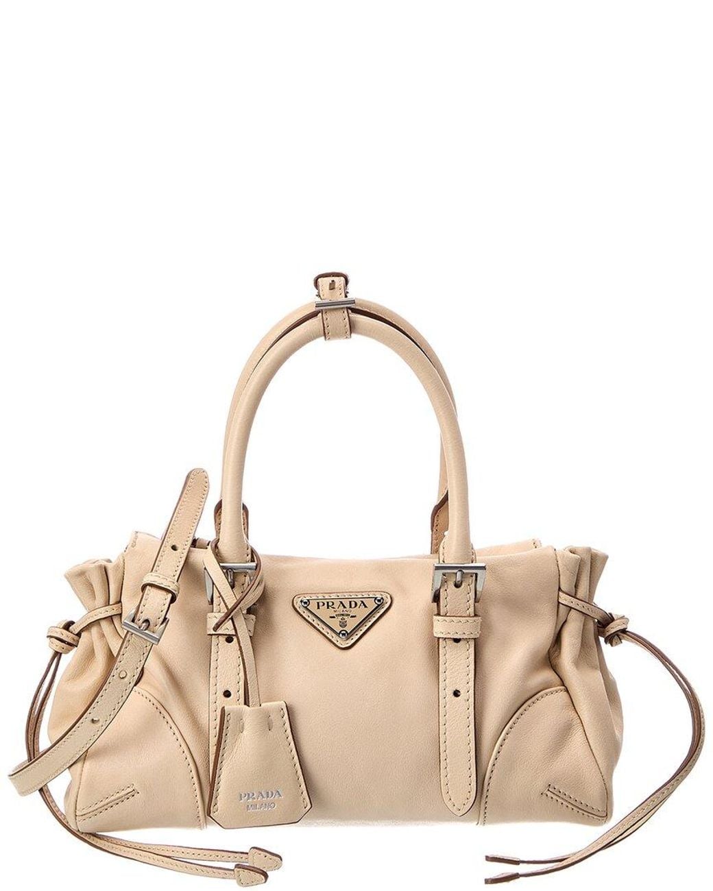 Prada Natural Karin Small Leather Tote