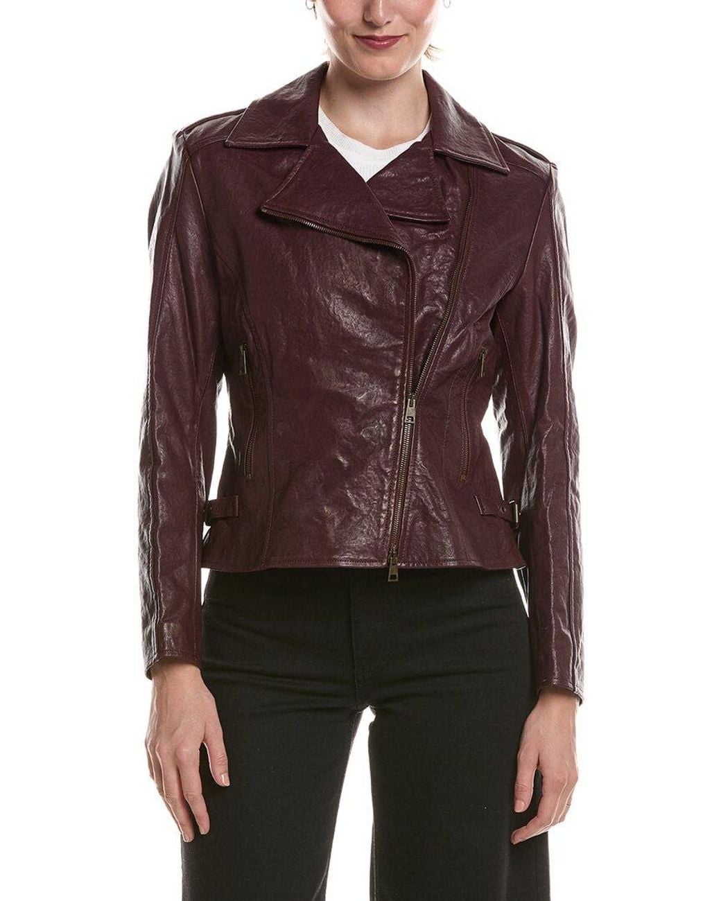 Johnny Was Red Leather Moto Jacket