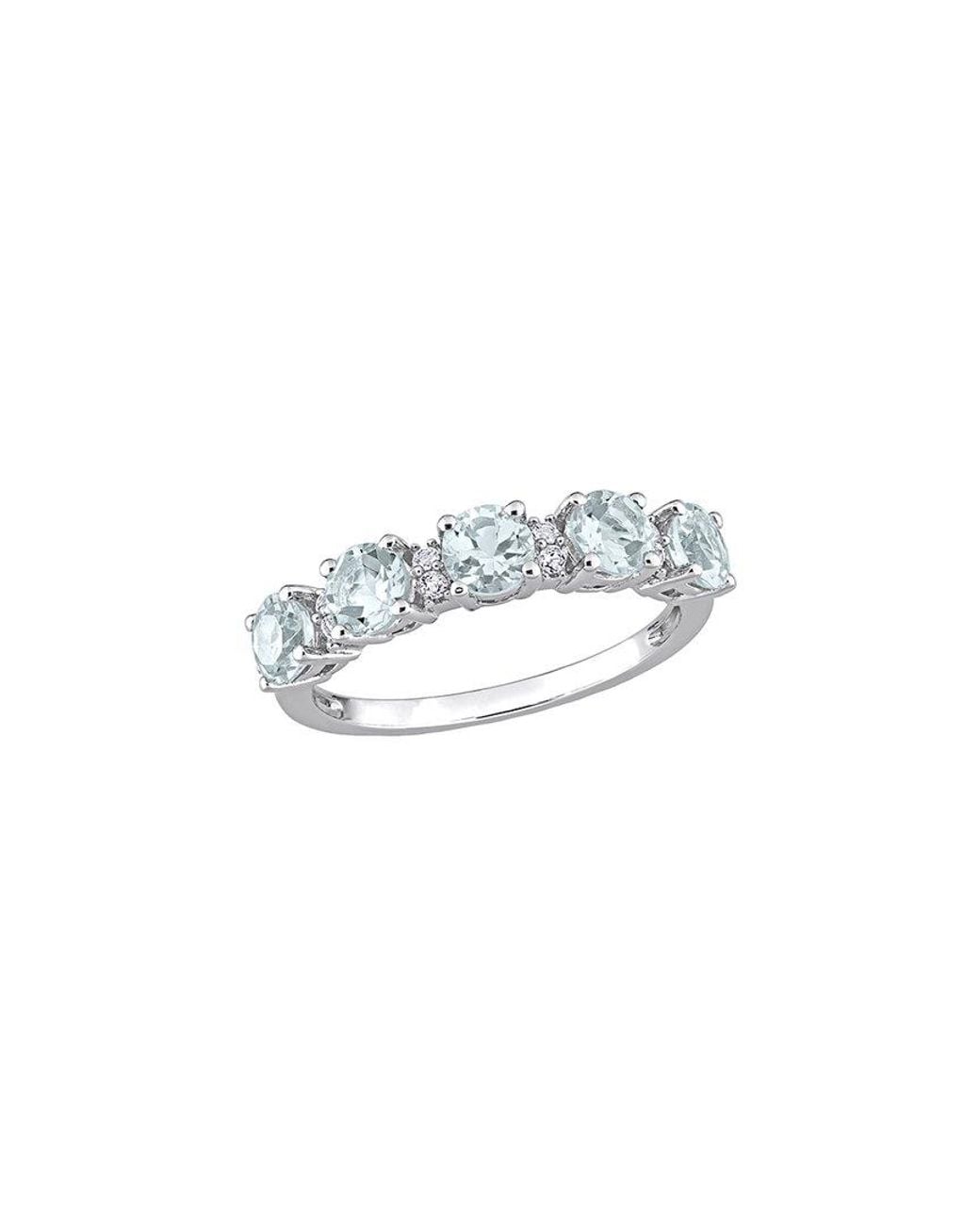Rina Limor White Silver 1.37 Ct. Tw. Aquamarine Half-eternity Ring