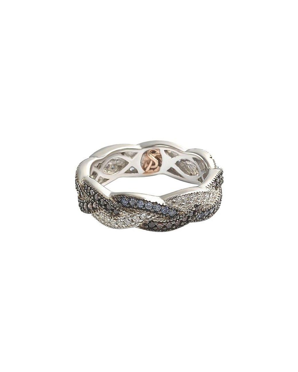 Suzy Levian White Silver Cz Eternity Ring