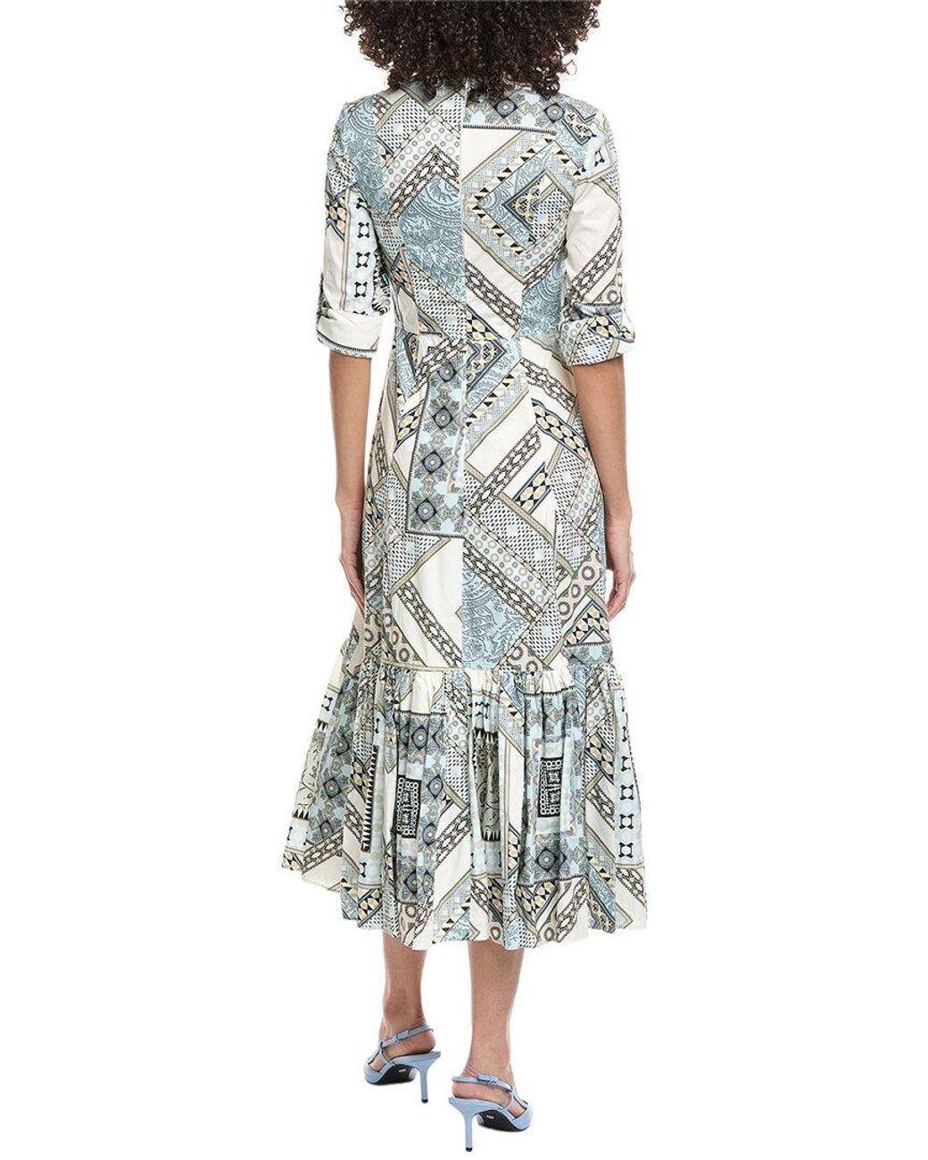 Etro White Print Midi Dress