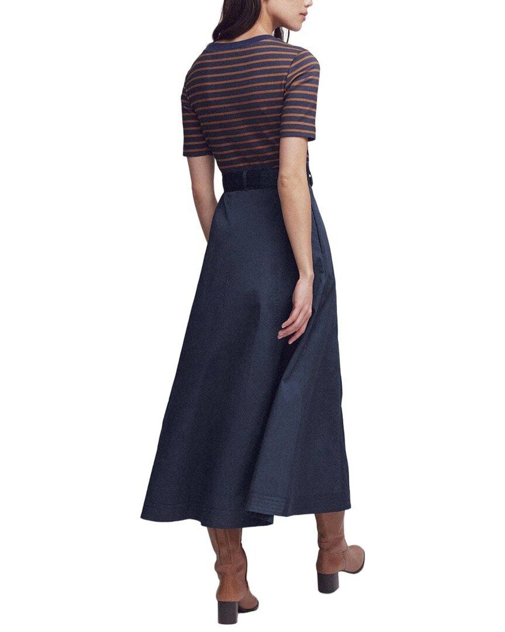 Boden Blue Crew Neck Mix Media Dress