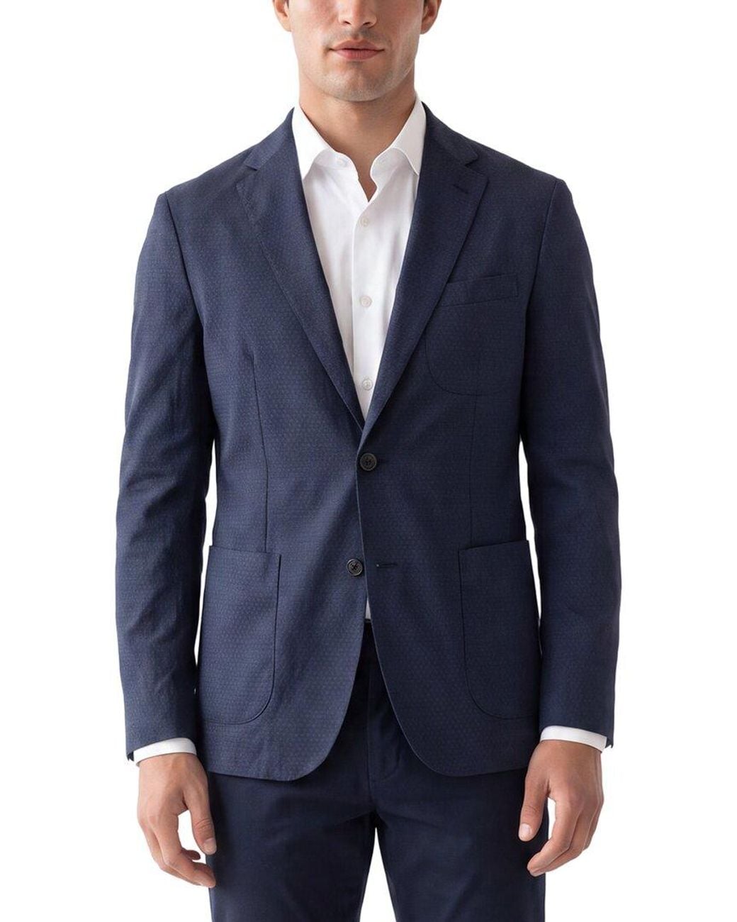 Corneliani Blue Cc Collection Jacquard Honeycomb Blazer for men