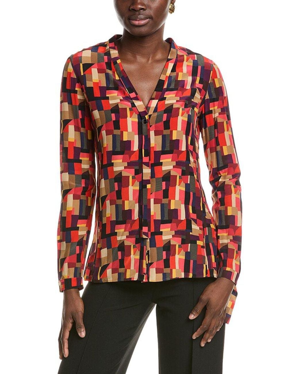 Akris Red Silk Blouse