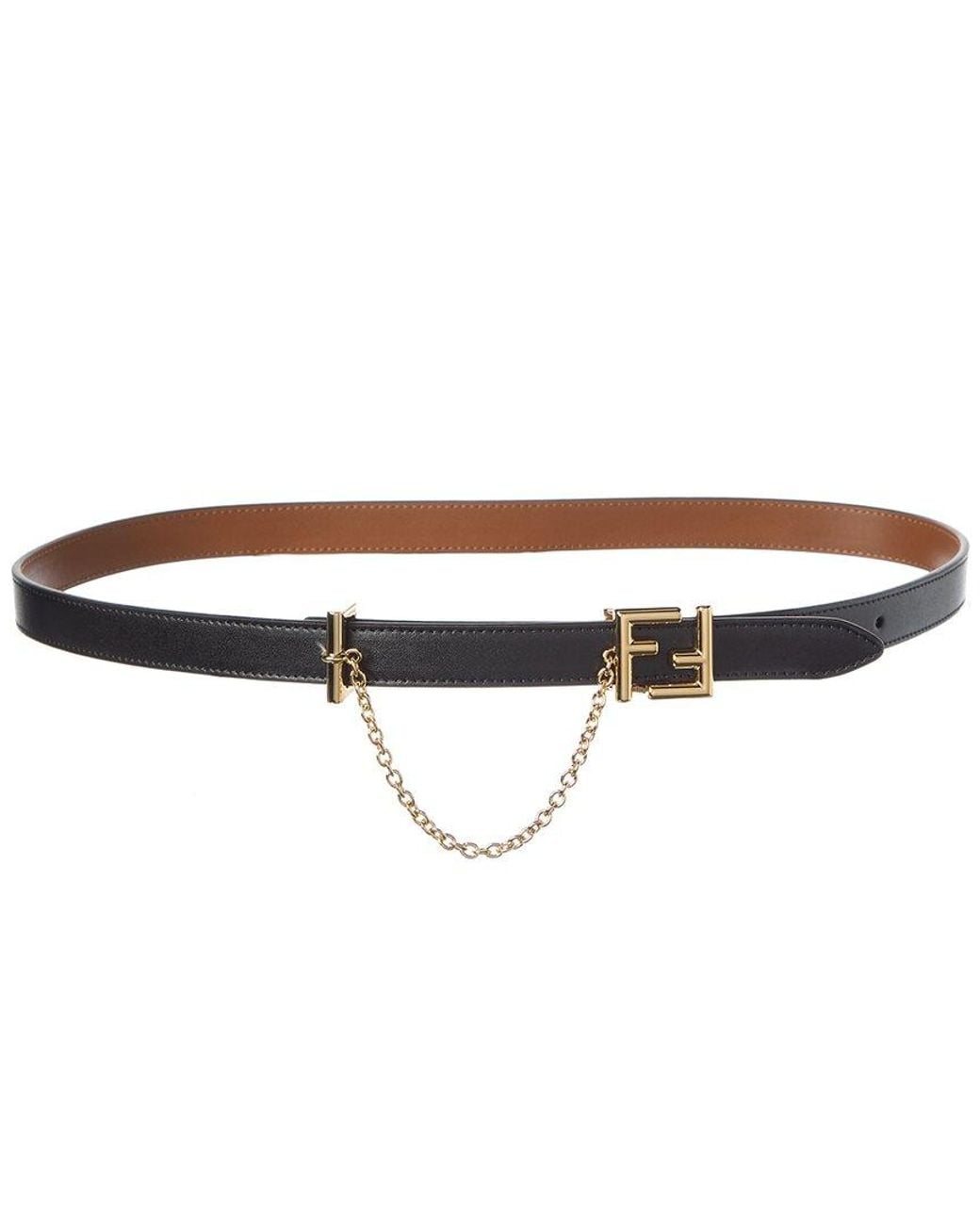 Fendi White Ff Reversible Leather Belt