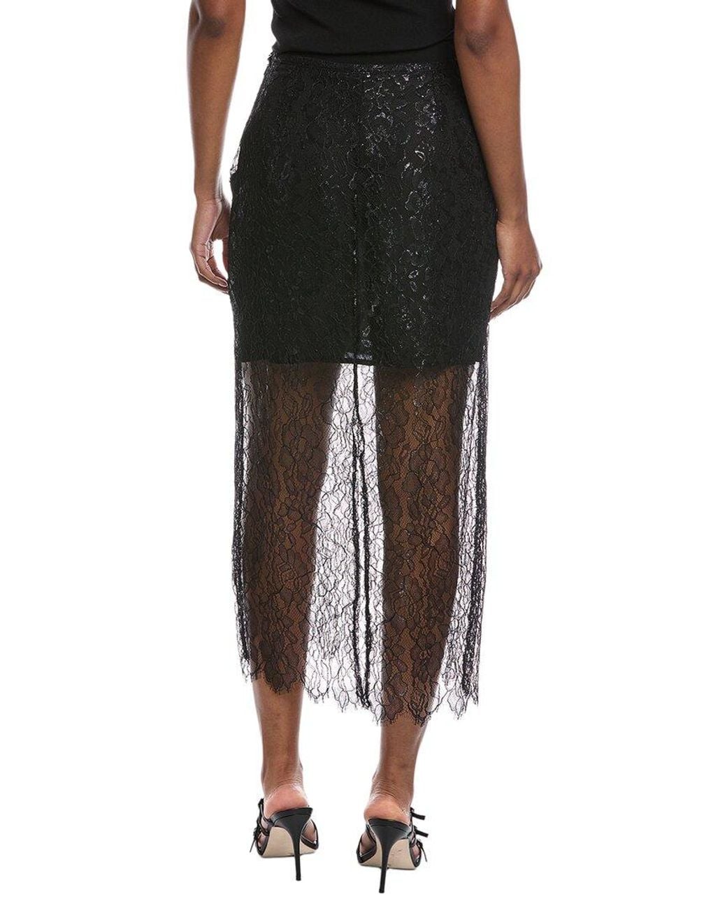Cece Black Lace Midi Skirt