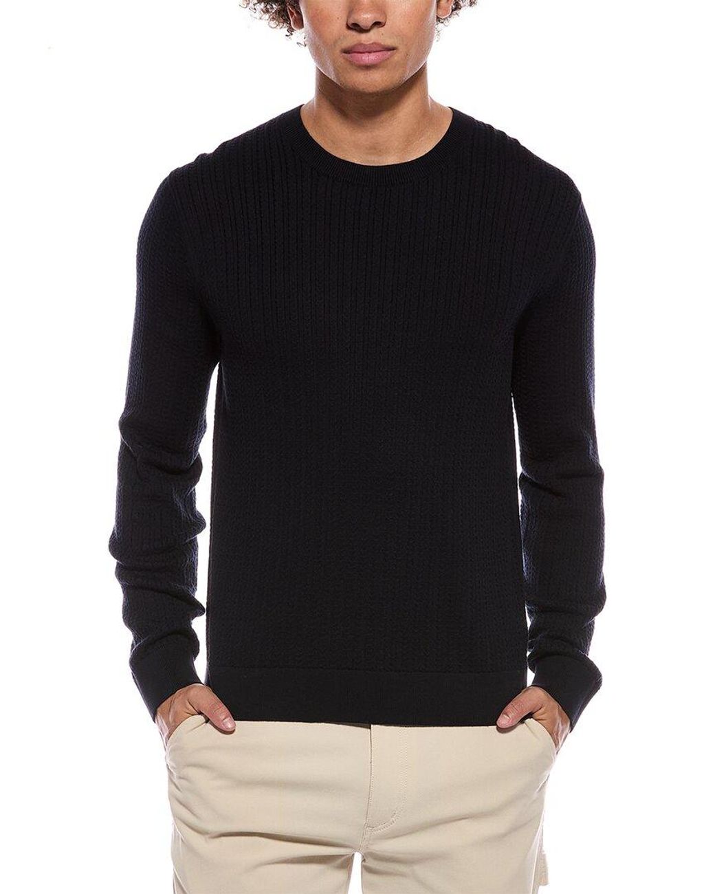 Theory Black Riland Crewneck Sweater for men