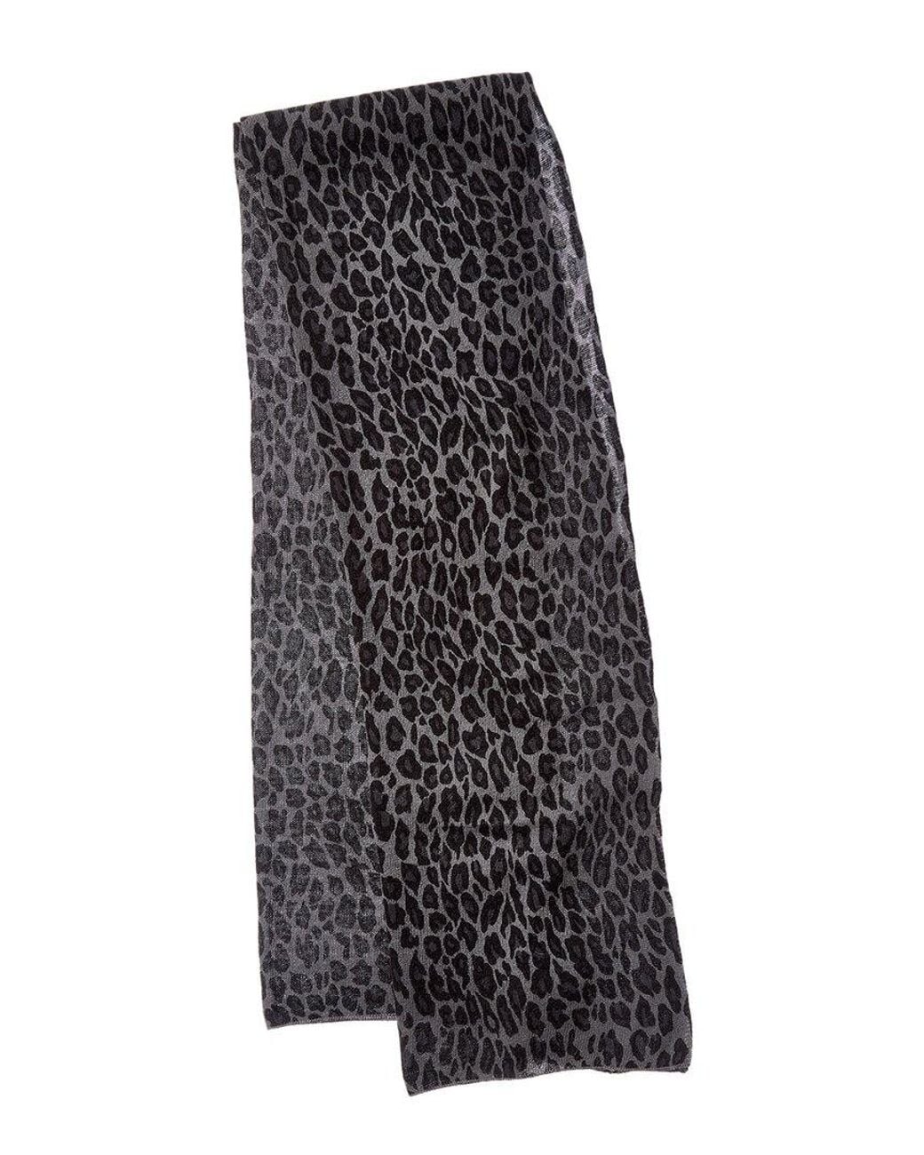 Portolano Black Animal Print Cashmere Scarf