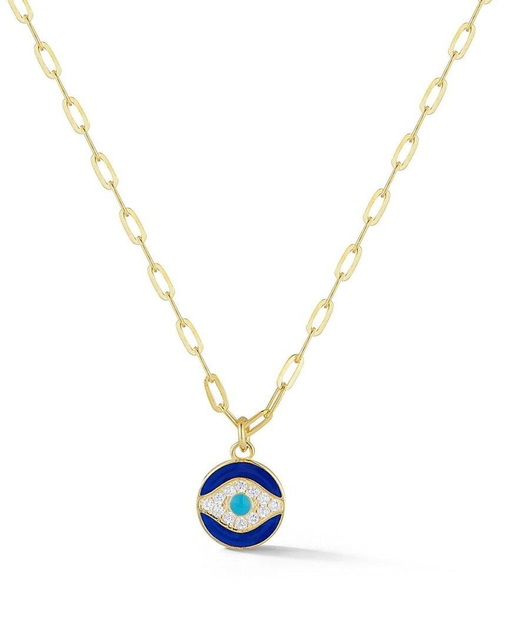 Sphera Milano Metallic 14K Over Cz Dainty Evil Eye Necklace