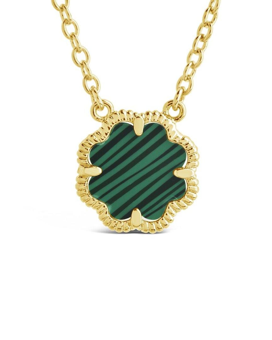 Sterling Forever Multicolor 14k Plated Malachite Pendant Necklace