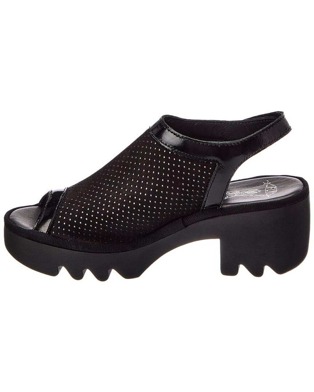 Fly London Black Leather Sandal
