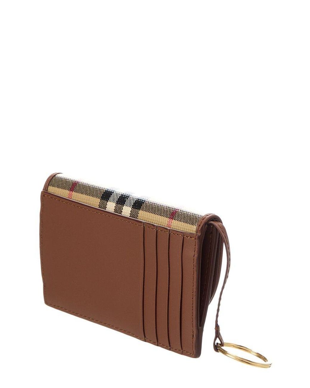 Burberry Natural Check E-Canvas & Leather Card Case