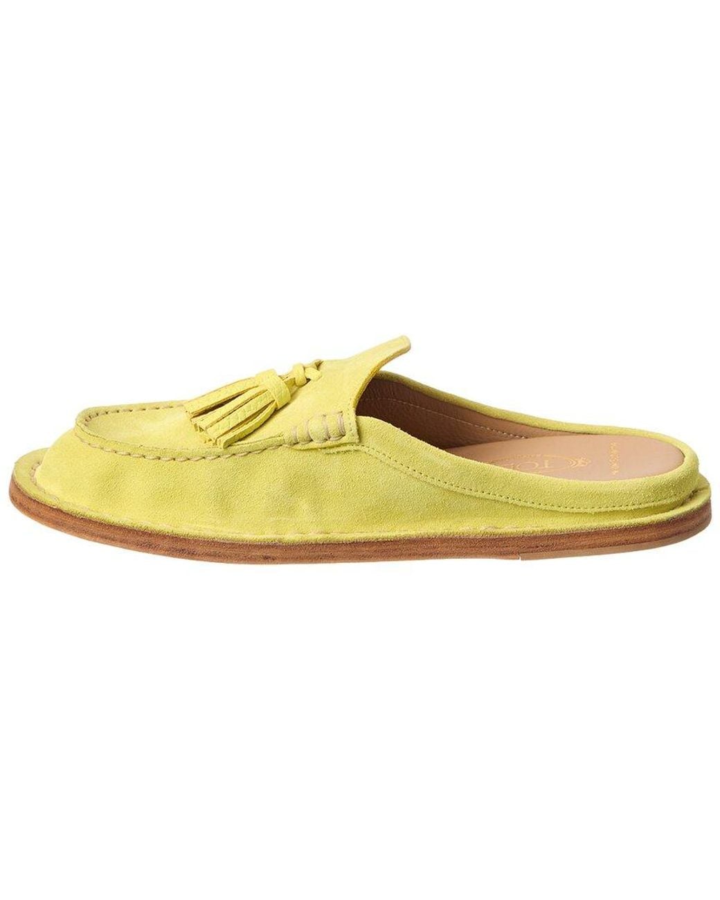 Tod's Black Tassel-Accented Leather Mule Flats