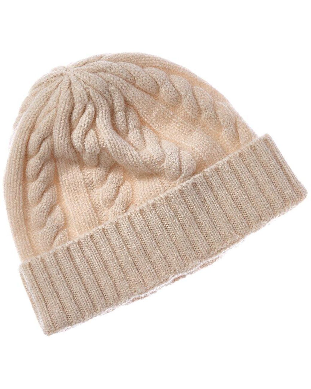 Brodie Cashmere Natural Chunky Cable Pom Pom Cashmere Hat