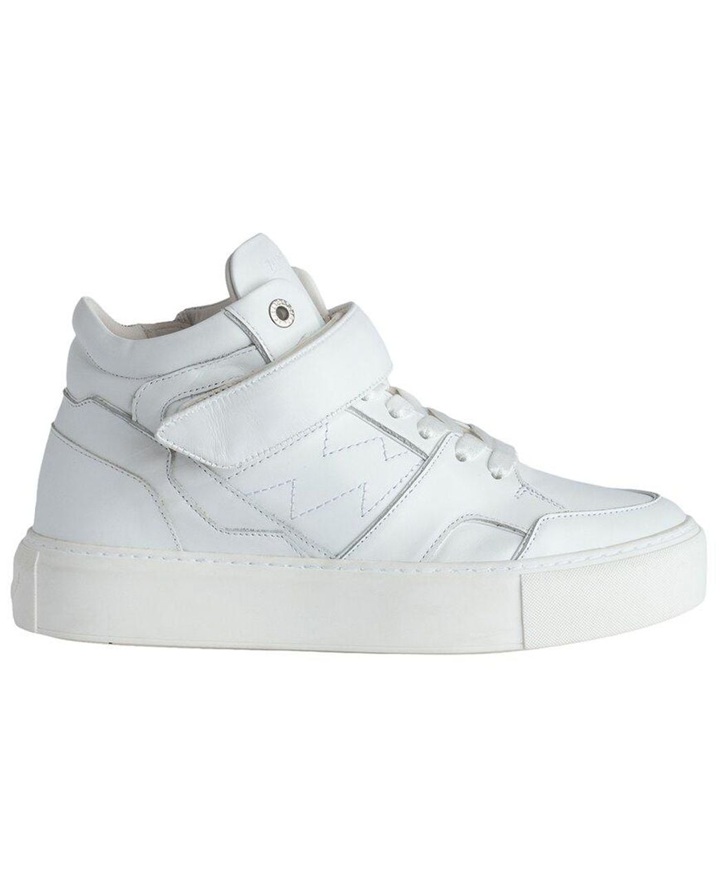 Zadig & Voltaire White Mid Flash Chunky Smooth Leather Sneaker