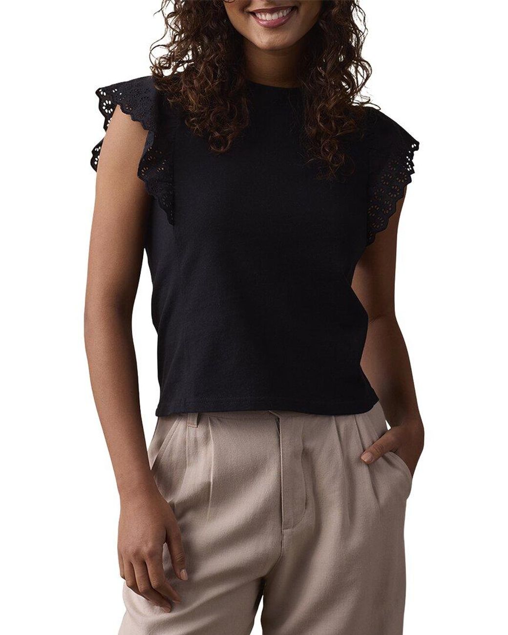 The Normal Brand Black Marnie Eyelet Top