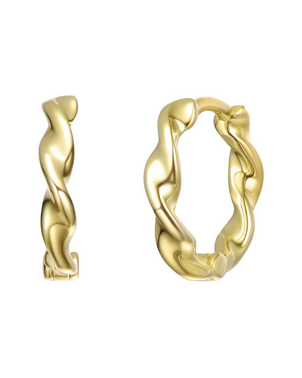 Rachel Glauber Metallic 14K Plated Huggie Earrings