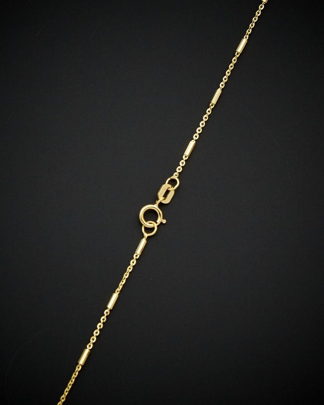 Italian Gold Black 14k Rolo Link Tube Station Necklace