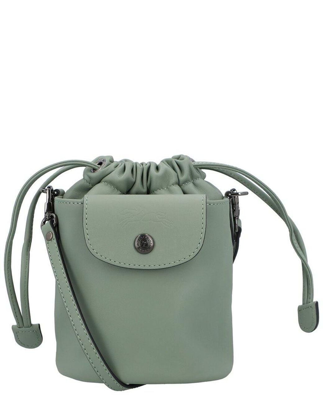Longchamp Green Le Pliage Xtra Xs Leather Bucket Bag