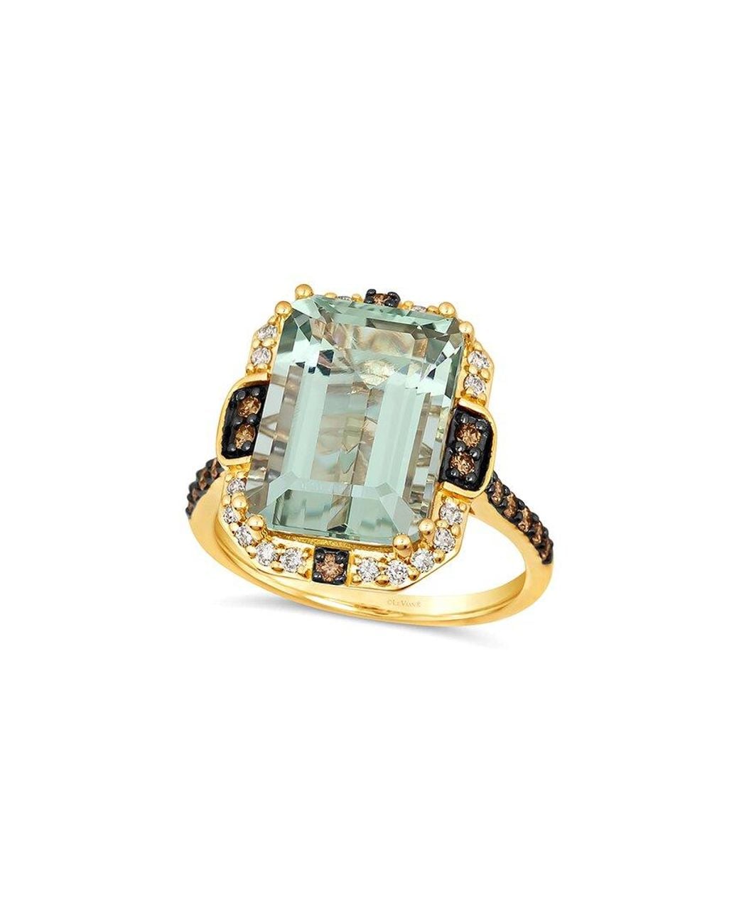 Le Vian Metallic Mint Julep Quartztm 14k 7.14 Ct. Tw. Diamond & Green Quartz Cocktail Ring