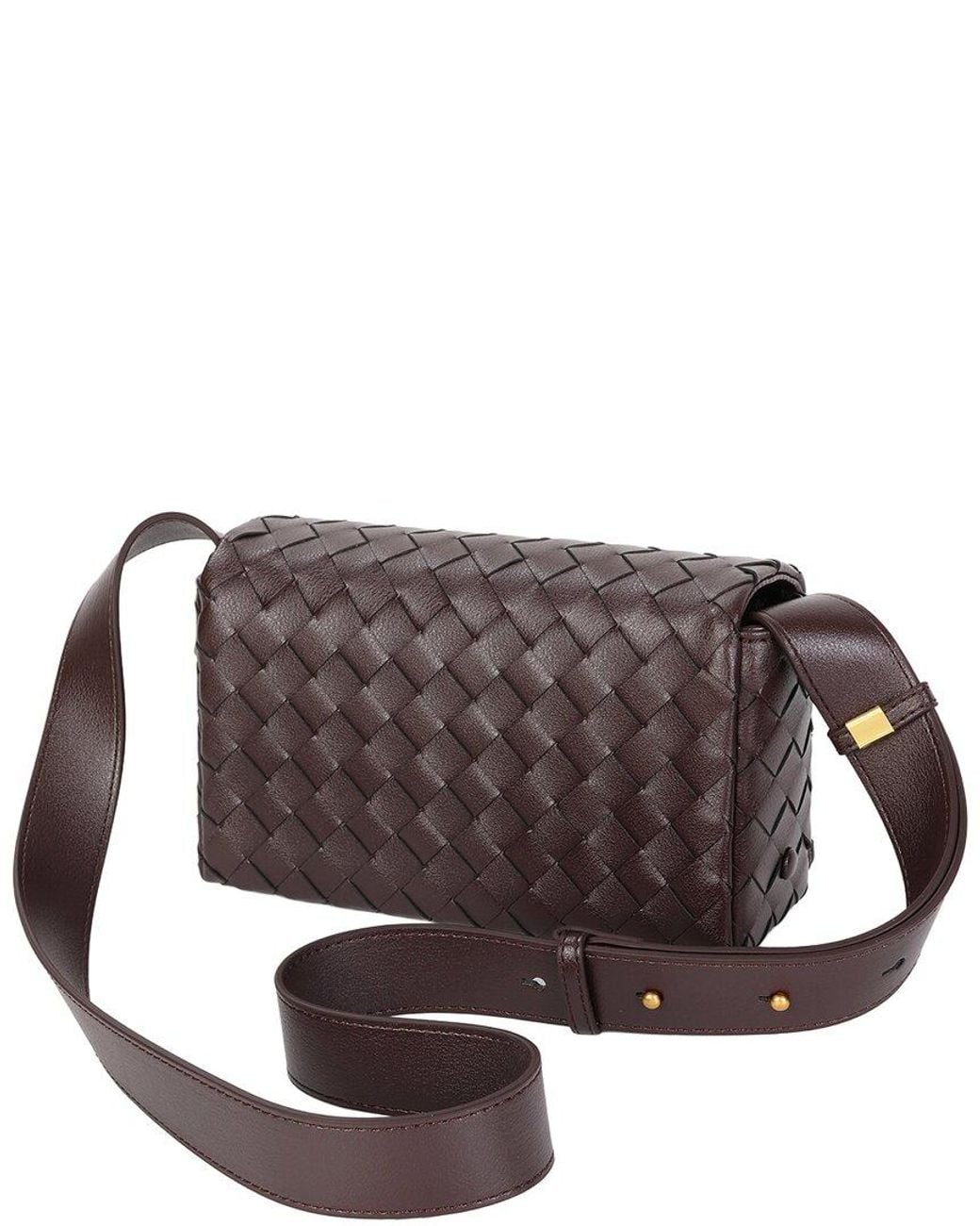 Tiffany & Fred Paris Brown Woven Leather Flap Crossbody