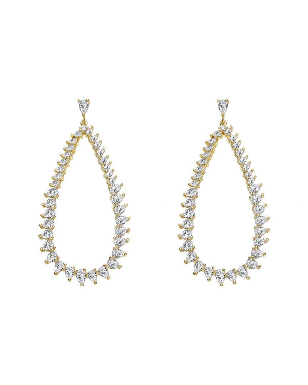 Rachel Glauber Metallic 14k Plated Cz Statement Earrings