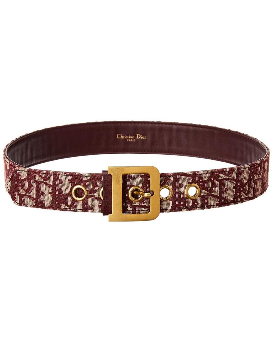 Dior Quake Oblique Canvas & Leather Belt in Burgundy (Red) | Lyst