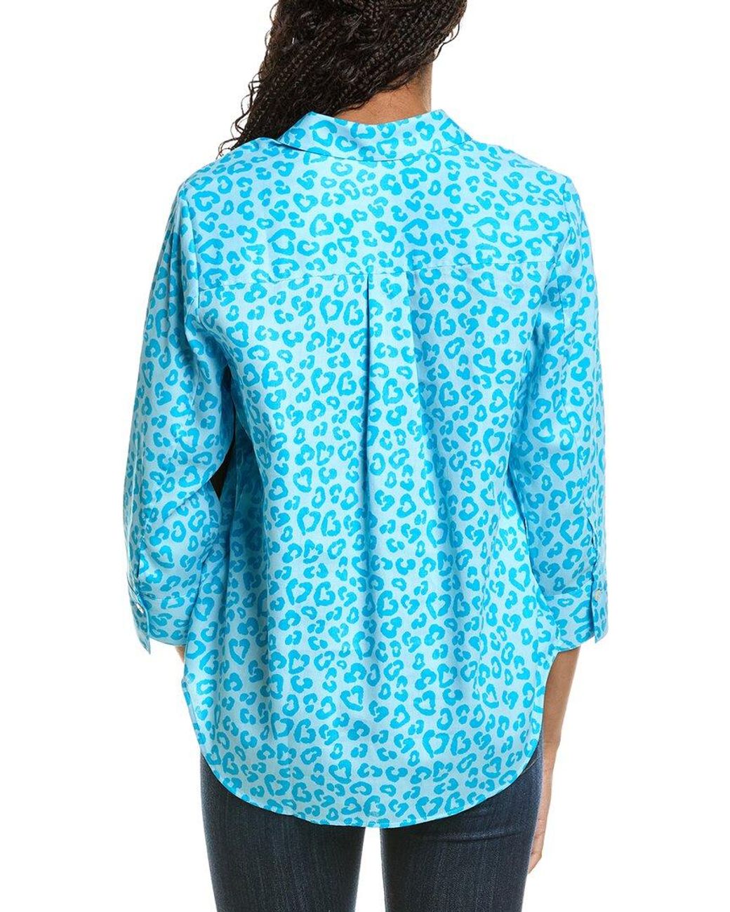 Foxcroft Blue Margie 3/4-Sleeve Cheetah Shirt